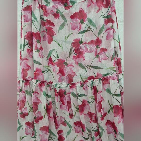 New Sz small MISA LOS ANGELES NIKA DRESS FUSCHIA MIX floral printed chiffon midi - Picture 9 of 10